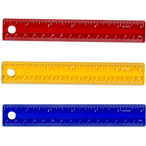 Officemate Achieva Plastic 6-Inch Ruler, Box of 24, Assorted Translucent Colors (30207)