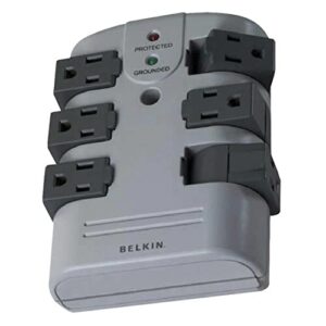 belkin pivot plug surge protector, 6 ac outlets, 1,080 j, gray