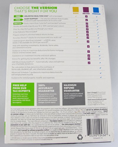 H&R BLOCK Tax Software Deluxe (Homeowner/Investor) Federal & State 2013