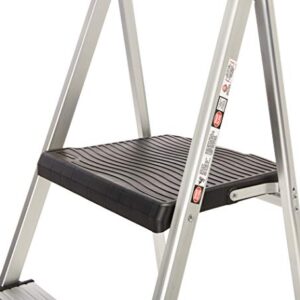 Rubbermaid RM-SLA3-T 3-Step Lightweight Aluminum Folding Step Ladder with Project Tray, 225 lb Capacity, Gray