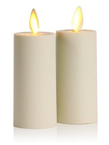 luminara realistic artificial moving flame votive candle - set of 2 - moving flame led battery operated lights for christmas, halloween - remote ready - remote sold separately - ivory - 1.5" x 4"