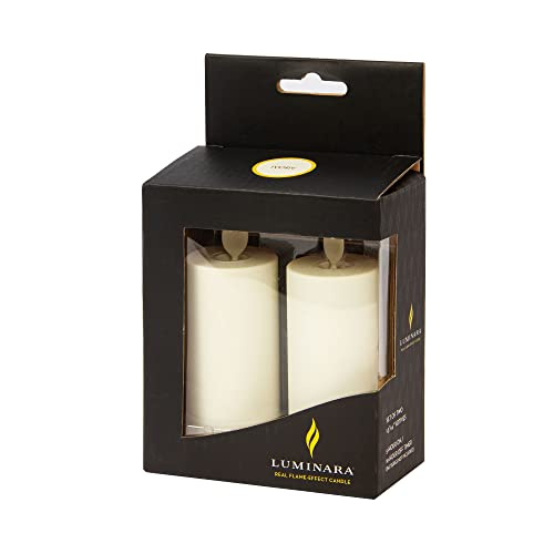 Luminara Realistic Artificial Moving Flame Votive Candle - Set of 2 - Moving Flame LED Battery Operated Lights for Christmas, Halloween - Remote Ready - Remote Sold Separately - Ivory - 1.5" x 4"