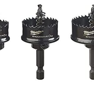 milwaukee electric tool 49-22-4800 hole saw set, 3 pieces, 1/4" hex shank, variable pitch teeth