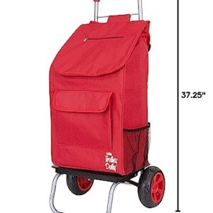 dbest products Trolley Dolly Red Foldable Shopping cart for Groceries with Wheels and Removable Bag and Rolling Personal Handtruck Standard