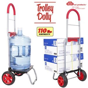 dbest products Trolley Dolly Red Foldable Shopping cart for Groceries with Wheels and Removable Bag and Rolling Personal Handtruck Standard