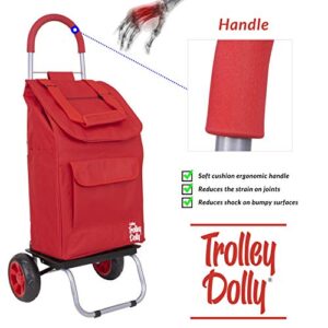 dbest products Trolley Dolly Red Foldable Shopping cart for Groceries with Wheels and Removable Bag and Rolling Personal Handtruck Standard