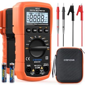 crenova ms8233d digital multimeter 6000 count auto-ranging dc ac voltmeter ohm volt amp tester for voltage current resistance capacitance continuity diode duty-cycle frequency ncv live wire test