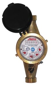 3/4” water meter: lead free brass, nsf certified, multi-jet, gallons (horizontal installation)