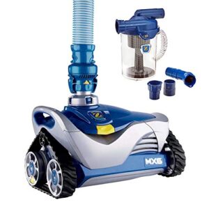 zodiac mx6 automatic suction side pool cleaner vacuum with zodiac cyclonic leaf canister, cyclonic suction and x-trax for extreme maneuverability