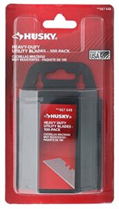 husky 667648 heavy duty .024” carbon steel utility blade dispenser w/ mounting hole and blade disposal (100 pack of blades)
