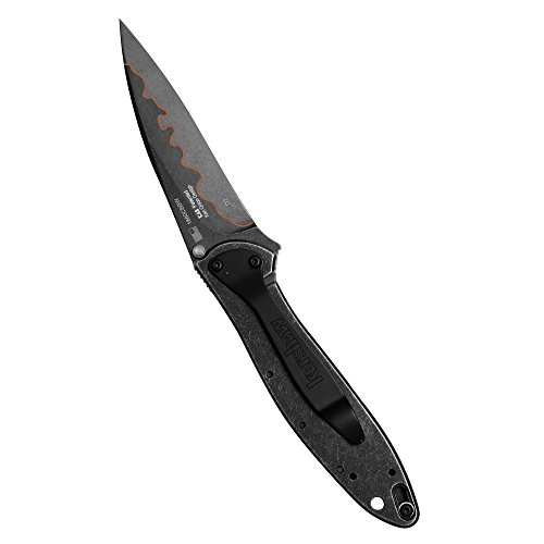 Kershaw Leek BlackWash Composite Blade Folding Pocketknife, 3" D2 Steel and 14C28N Stainless Steel Blade, Assisted Opening Folding EDC