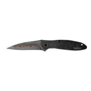 Kershaw Leek BlackWash Composite Blade Folding Pocketknife, 3" D2 Steel and 14C28N Stainless Steel Blade, Assisted Opening Folding EDC