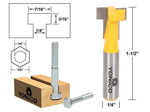 YONICO T Track T Slot Router Bit 1/4-Inch Hex Bolt 1/4-Inch Shank 14190q