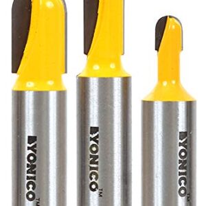 YONICO Round Nose Core Box Router Bit Set 3 Bit 1/2-Inch Shank 14360