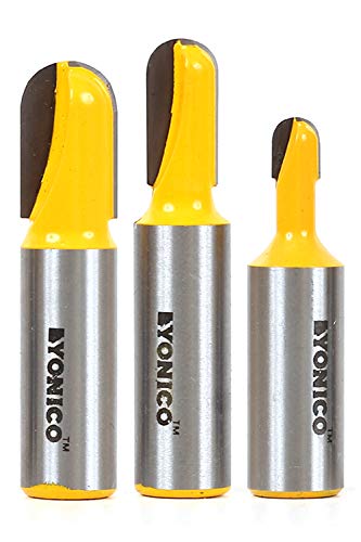 YONICO Round Nose Core Box Router Bit Set 3 Bit 1/2-Inch Shank 14360