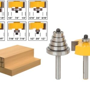 YONICO Rabbet & Bearing Router Bit Set 1/2-Inch Height with 6 Bearings 1/4-Inch Shank 14705q