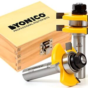 YONICO Tongue and Groove Router Bits Set for 3/4-Inch Stock 1/2-Inch Cutting Depth 1/4-Inch Tongue 2 Bit 1/2-Inch Shank 15221