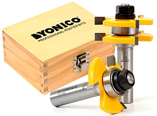 YONICO Tongue and Groove Router Bits Set for 3/4-Inch Stock 1/2-Inch Cutting Depth 1/4-Inch Tongue 2 Bit 1/2-Inch Shank 15221