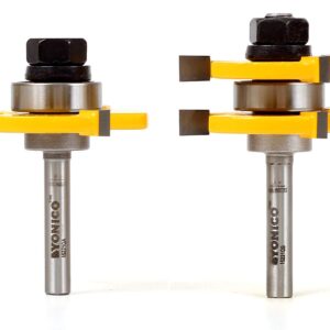 YONICO Tongue and Groove Router Bits Set Up to 3/4-Inch Stock 1/2" Cutting Depth 2 Bit Set 1/4-Inch Shank for Edge-to-Edge Hardwood Flooring, Paneling, Cabinet Door, Plywood Sheathing 15221q