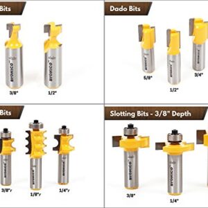 YONICO 70 Piece Set Router Bits 1/2 Shank- Tungsten Carbide Router Bit Set | Professional Wood Router Bits 17702