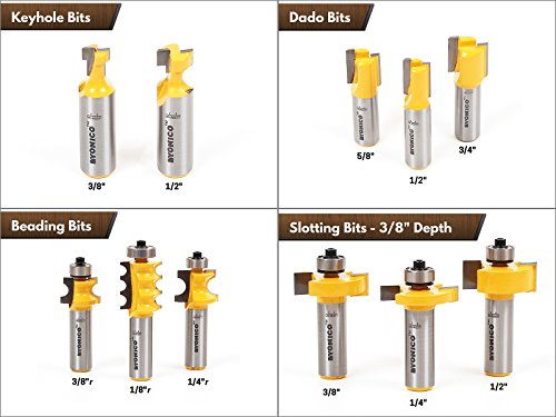 YONICO 70 Piece Set Router Bits 1/2 Shank- Tungsten Carbide Router Bit Set | Professional Wood Router Bits 17702