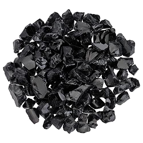 American Fireglass CG-ONYX-M-10 Medium 18-28 mm Onyx Recycled Fire Pit Glass, 10 lb