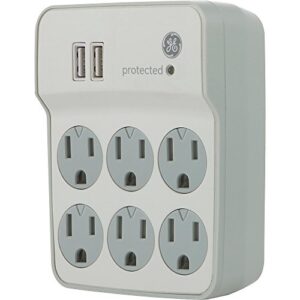ge 14098 advanced surge protector with usb charging, 6 outlets, 2 usb ports