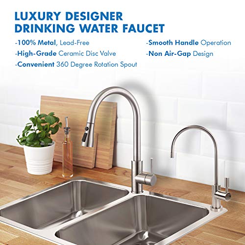 APEC Water Systems Faucet-CD-NP Kitchen Drinking Water Designer Faucet for Reverse Osmosis and Water Filtration Systems, Non-Air Gap Lead-Free, Brushed Nickel