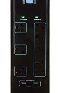 Prime Wire & Cable PB523118 8-Outlet Premium Electronics Surge Protector with 14/3 SJT 6-Feet Cord, Black