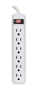 prime wire & cable pb801118 6-outlet power strip with 14-3 sjt 1.5-feet cord, white