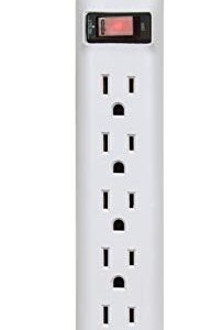 Prime Wire & Cable PB801118 6-Outlet Power Strip with 14-3 SJT 1.5-Feet Cord, White