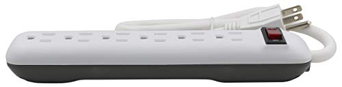 Prime Wire & Cable PB801118 6-Outlet Power Strip with 14-3 SJT 1.5-Feet Cord, White