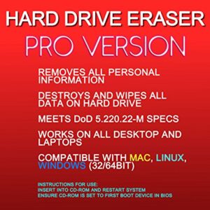 Professional Hard Drive Eraser / Wiper CD Disc Disk 32/64Bit [Windows - Linux - Mac]