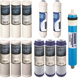 reverse osmosis replacement filter set 12pc ro cartridges w/ 100 gpd membrane standard size