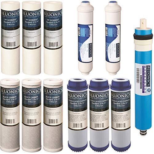 Reverse Osmosis Replacement Filter Set 12pc RO Cartridges w/ 100 GPD Membrane Standard Size