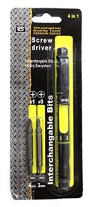artesia tool 4 in 1 interchangeable screwdriver | pen-size | dual head types | 2 slotted 3mm and 4mm | 2 phillips #0 and #1 | built-in pocket clip