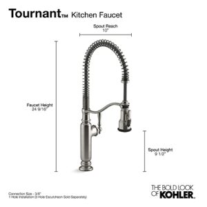 KOHLER 77515-VS Tournant Semi-Professional Pull-Down Kitchen Sink Faucet, Standard, Vibrant Stainless Steel