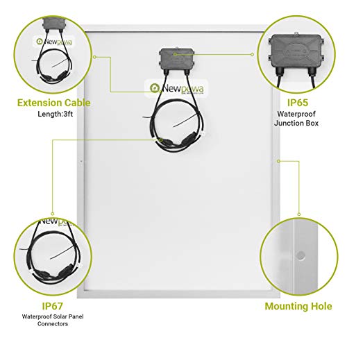 Newpowa 100 Watts 12 Volts Polycrystalline Solar Panel 100W 12V High Efficiency Module RV Marine Boat Off Grid