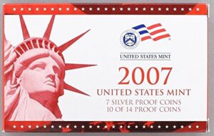 2007 s u.s. mint 14-coin silver proof set - ogp box & coa proof