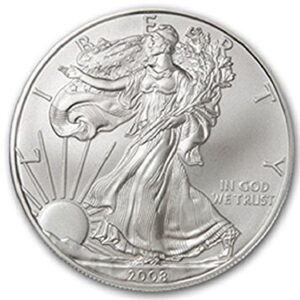 2008-1 ounce american silver eagle shipping .999 fine silver with our certificate of authenticity dollar uncirculated us mint