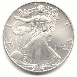 2004 - 1 oz american silver eagle .999 fine silver dollar uncirculated us mint