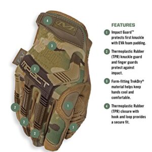 Mechanix Wear: M-Pact Tactical Gloves with Secure Fit, Touchscreen Capable Safety Gloves for Men, Work Gloves with Impact Protection and Vibration Absorption (Camouflage - MultiCam, X-Large)