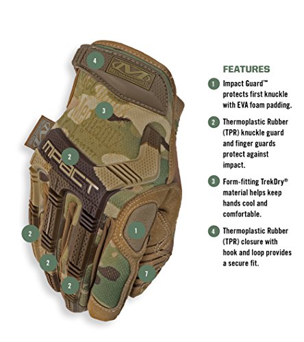 Mechanix Wear: M-Pact Tactical Gloves with Secure Fit, Touchscreen Capable Safety Gloves for Men, Work Gloves with Impact Protection and Vibration Absorption (Camouflage - MultiCam, X-Large)