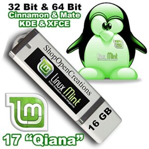 linux mint 17 "qiana" 32 bit and 64 bit installed on 16gb usb flash drive - 32 bit & 64 bit mate cinnamon kde xfce desktops included