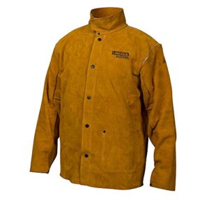 lincoln electric kh807xl brown x-large flame-resistant heavy duty leather welding jacket