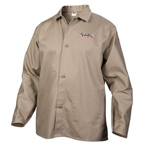 lincoln electric - kh840xl khaki x-large flame-resistant cloth welding jacket