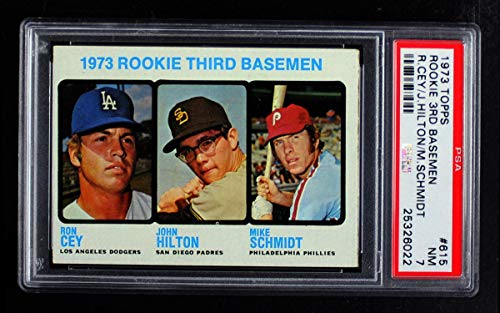 1973 Topps # 615 Rookie Third Basemen Mike Schmidt/Ron Cey/John Hilton Dodgers/Padres/Phillies (Baseball Card) PSA 7 - NM Dodgers/Padres/Phillies