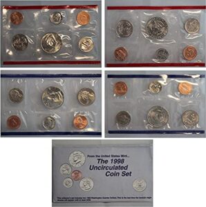 1998 p, d u.s. mint - 10 coin uncirculated set with coa uncirculated