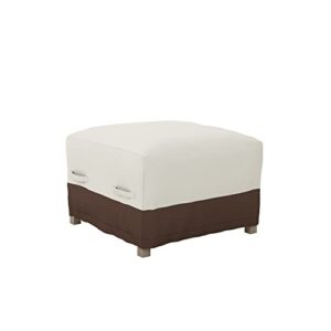 amazon basics ottoman outdoor patio furniture cover, medium, beige / tan, 25.5" d x 25.5" w x 13" h