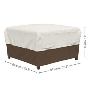 Amazon Basics Ottoman Outdoor Patio Furniture Cover, Medium, Beige / Tan, 25.5" D x 25.5" W x 13" H